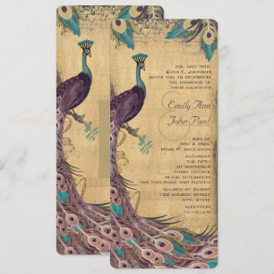 Invitación Eggplant Aqua Vintage Peacock Boda