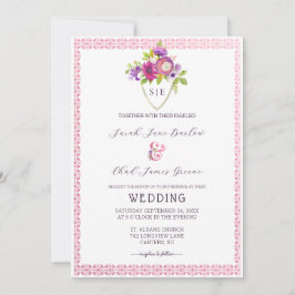 Invitación Eggplant Mulberry Escudo Boda