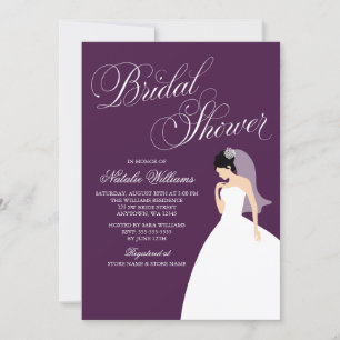 Invitación Eggplant Purple Boda Gown Bridal Shower