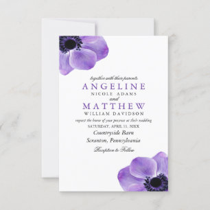Invitación Eggplant Purple Floral Elegante Boda de acuarela