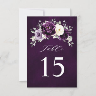 Invitación Eggplant Purple Plum Marfil White Table Number car