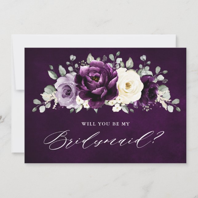Invitación Eggplant Purple Plum ¿Serás mi Bridesmaid Inv? (Anverso)