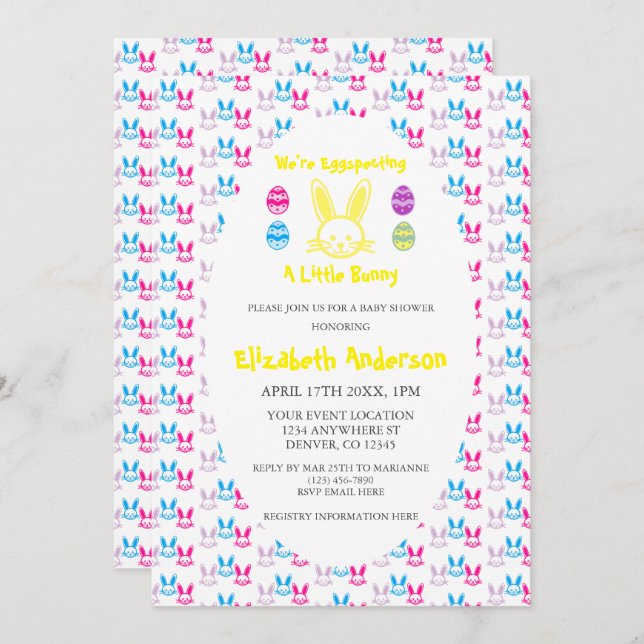 Invitación Eggspecting A Little Bunny Baby Shower (Anverso / Reverso)