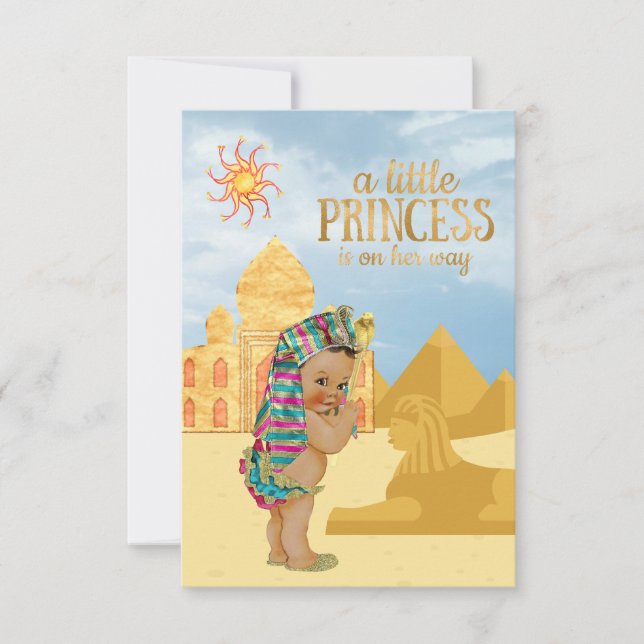 Invitación Egipto: Baby Shower invita a princesa egipcia (Anverso)