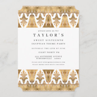 Invitación Egipto: Partido de cumpleaños de oro del Art Deco 