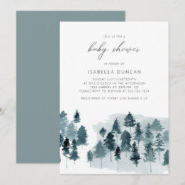 Invitación EGRET Rústico Blue Winter Pine Tree Baby Shower