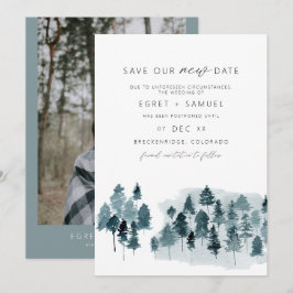 Invitación EGRETA Azul Pizarra Aquarela Guarda Nuestra Nueva 