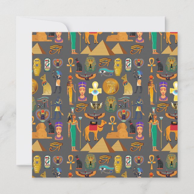 Invitación Egyptian Hieroglyphic Symbol Pattern pharaoh      (Anverso)