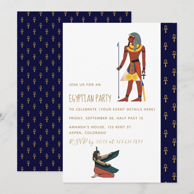 Invitación Egyptian Themed Party Invitation (Anverso / Reverso)