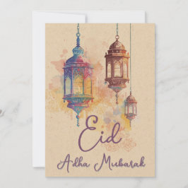 Invitación Eid Adha Mubarak Islamic Lanterns Card