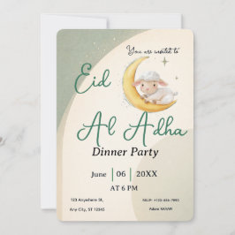 Invitación Eid  Al Adha Dusty Green Sheep Dinner Party