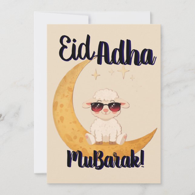Invitación Eid Al Adha Mubarak Cute Sheep Greeting Card  (Anverso)