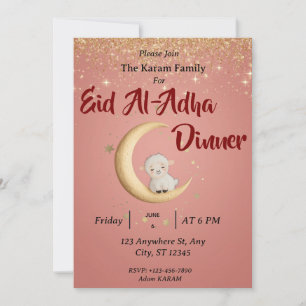 Invitación Eid Al Adha Mubarak Rosa Moderno