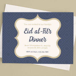 Invitación Eid al-Fitr con estampado de diamantes azules y do