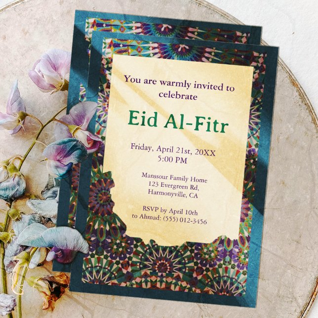 Invitación Eid Celebración ornamental Azul Eid Fiesta Eid (Subido por el creador)