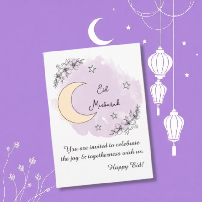 Invitación Eid con Arte de Línea de Lavanda Person (Subido por el creador)