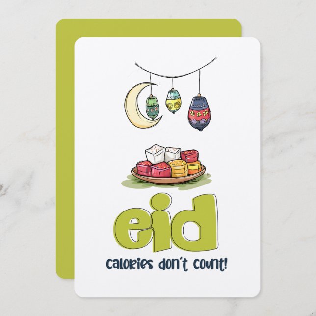 Invitación Eid Mamoul No Regrets | ¡Las calorías no cuentan! (Anverso / Reverso)