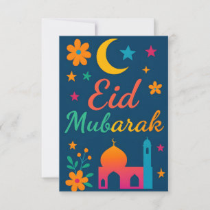 Invitación Eid Mubarak - Colorido para niños Mezquita Flores