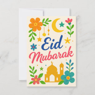 Invitación Eid Mubarak - Colorido para niños Mezquita Flores