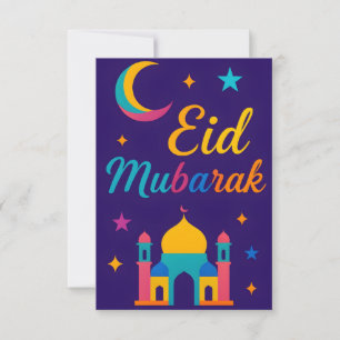 Invitación Eid Mubarak - Colorido para niños Mezquita Flores