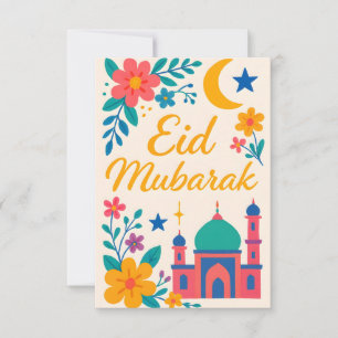 Invitación Eid Mubarak - Colorido para niños Mezquita Flores