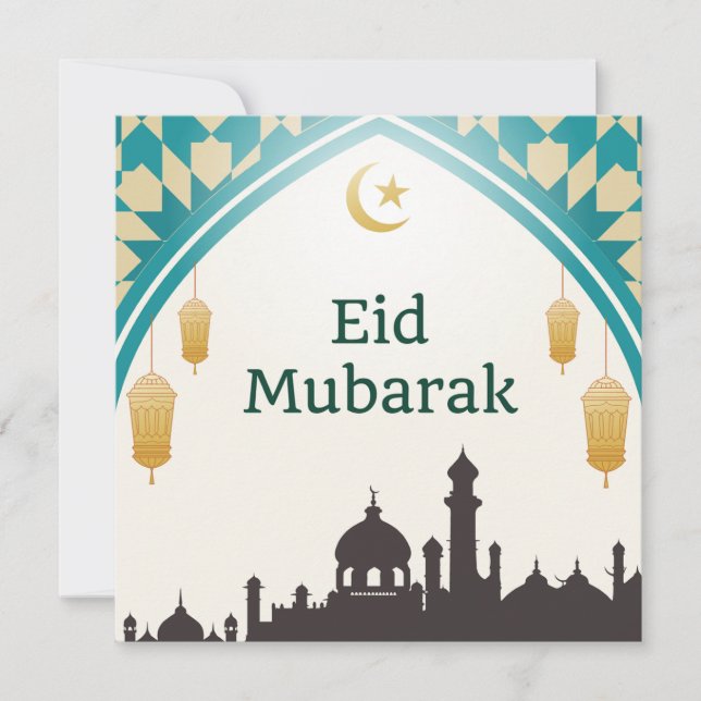 Invitación Eid Mubarak en fondo blanco (Anverso)