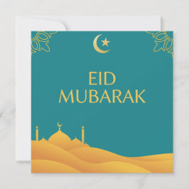 Invitación Eid Mubarak en un contexto turquesa