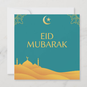 Invitación Eid Mubarak en un contexto turquesa