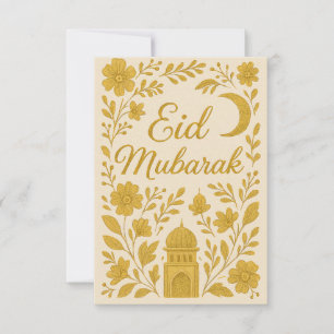 Invitación Eid Mubarak - Flores de Mezquita Blancas y Doradas