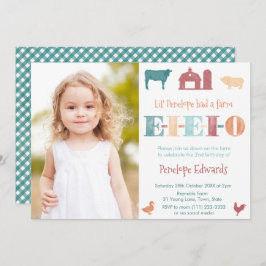 Invitación EIEIO Fall Old MacDonald Chica Fotación de cumplea