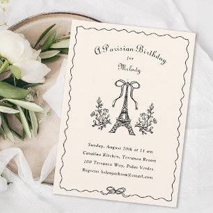 Invitación Eiffel Tower Ribbons Bow Fiesta de Cumpleaños Pari