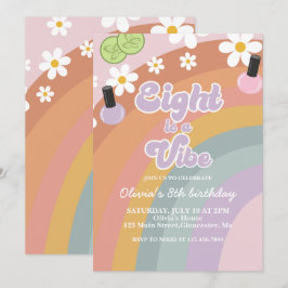 Invitación Eight es una vibra Spa Arcoíris Cumpleaños 8