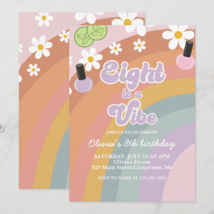 Invitación Eight es una vibra Spa Arcoíris Cumpleaños 8