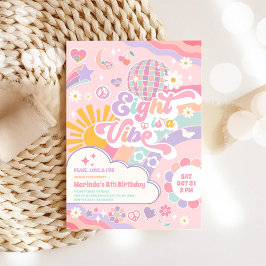 Invitación Eight Is A Vibe Disco Rainbow Sun 8th Birthday