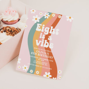 Invitación Eight is a Vibe groovy margarita arcoíris cumpleañ