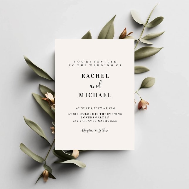 Invitación Einladung (Modern, simple, elegant, beige, script font invitation)