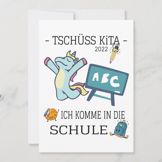 Invitación Einladung Einschulung Einhorn  (Anverso)