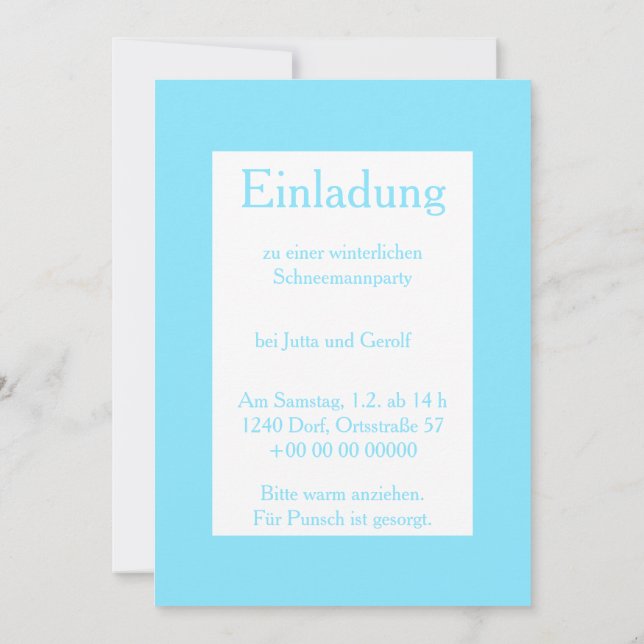 Invitación Einladung Winterparty Eis und Schnee (Reverso)