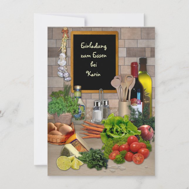 Invitación Einladung zum Essen (mit deinem Namen) (Anverso)