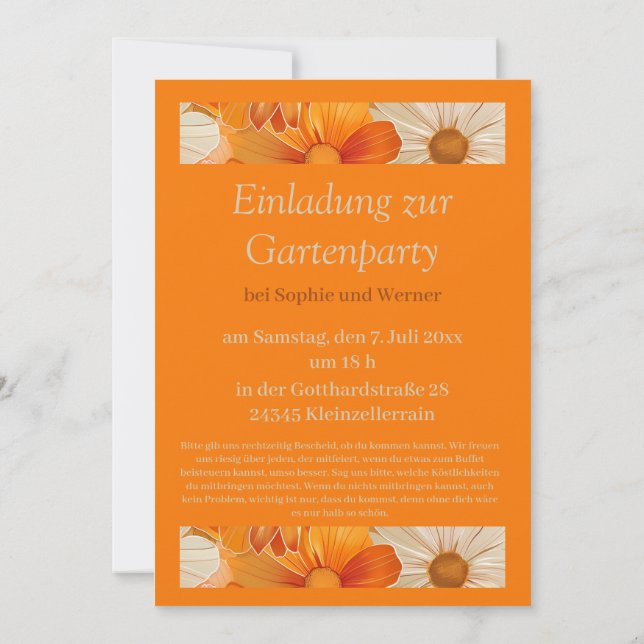 Invitación Einladung zur Gartenparty Retro 1970er Stil (Reverso)
