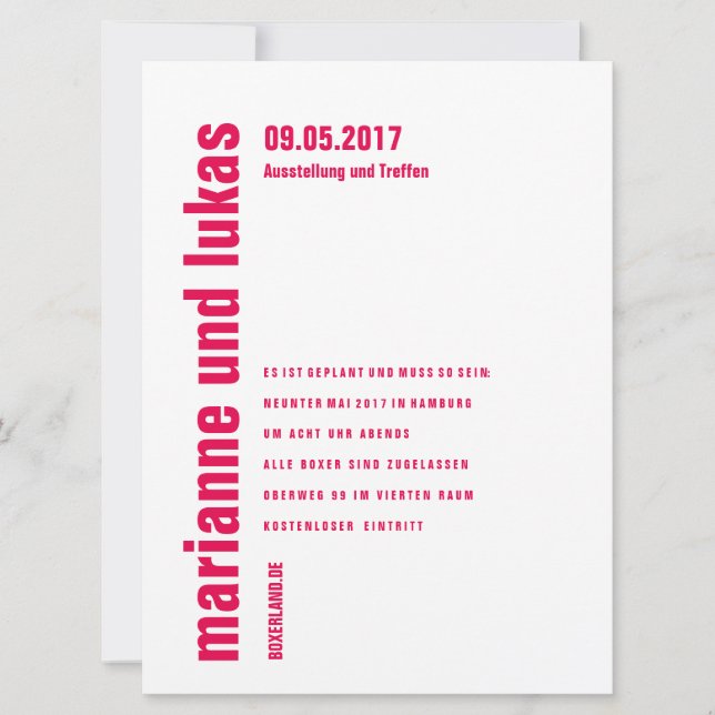 Invitación Einladungskarten puristisch (Anverso)