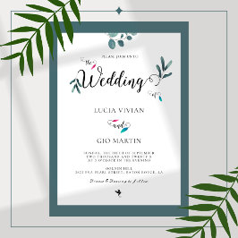 Invitación Ejemplo de caligrafía Eucalyptus Leaves boda