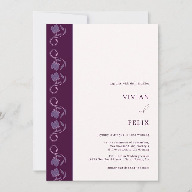 Invitación Ejemplo Paisley Dos Bodas Florales de Línea de Col (Anverso)