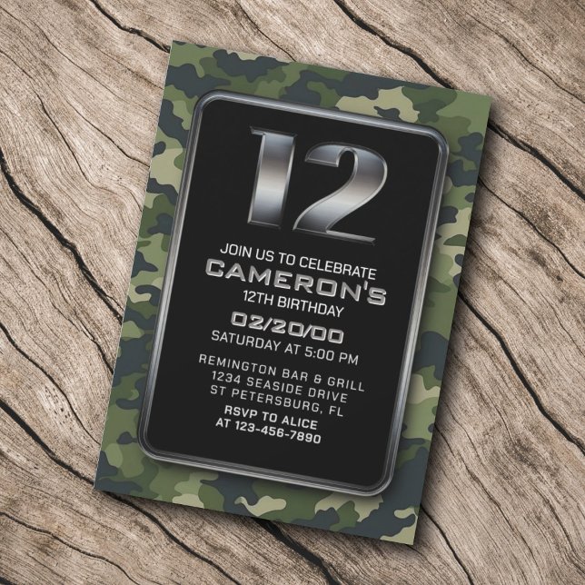 Invitación Ejército de Caza de Niños 12º Cumpleaños (Subido por el creador)