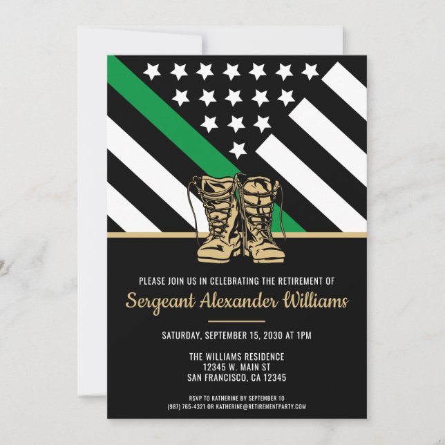 Invitación Ejército de Jubilación Militar Bandera Verde Ejérc (Anverso)