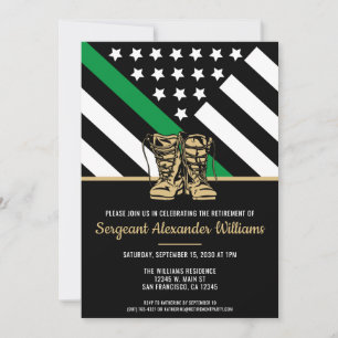 Invitación Ejército de Jubilación Militar Bandera Verde Ejérc