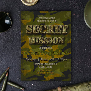 Invitación Ejército - Militar - Soldado - Cumpleaños de los n