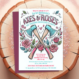 Invitación Ejes y Rosas - Fiesta de la Bachelorette de Ax