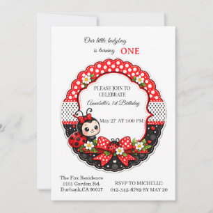 Invitación El 1er Cumpleaños de Little Ladybug