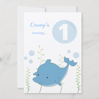 Invitación El 1r delfín del bebé bajo cumpleaños del mar